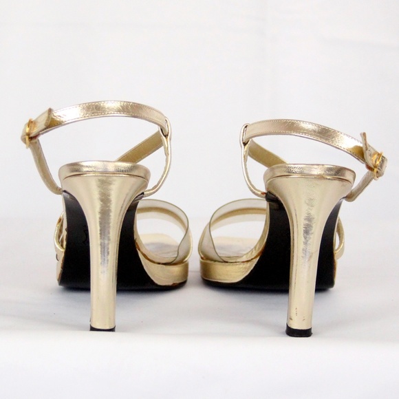 Yves Saint Laurent Strappy Gold Sandal / Evening - Picture 4 of 6